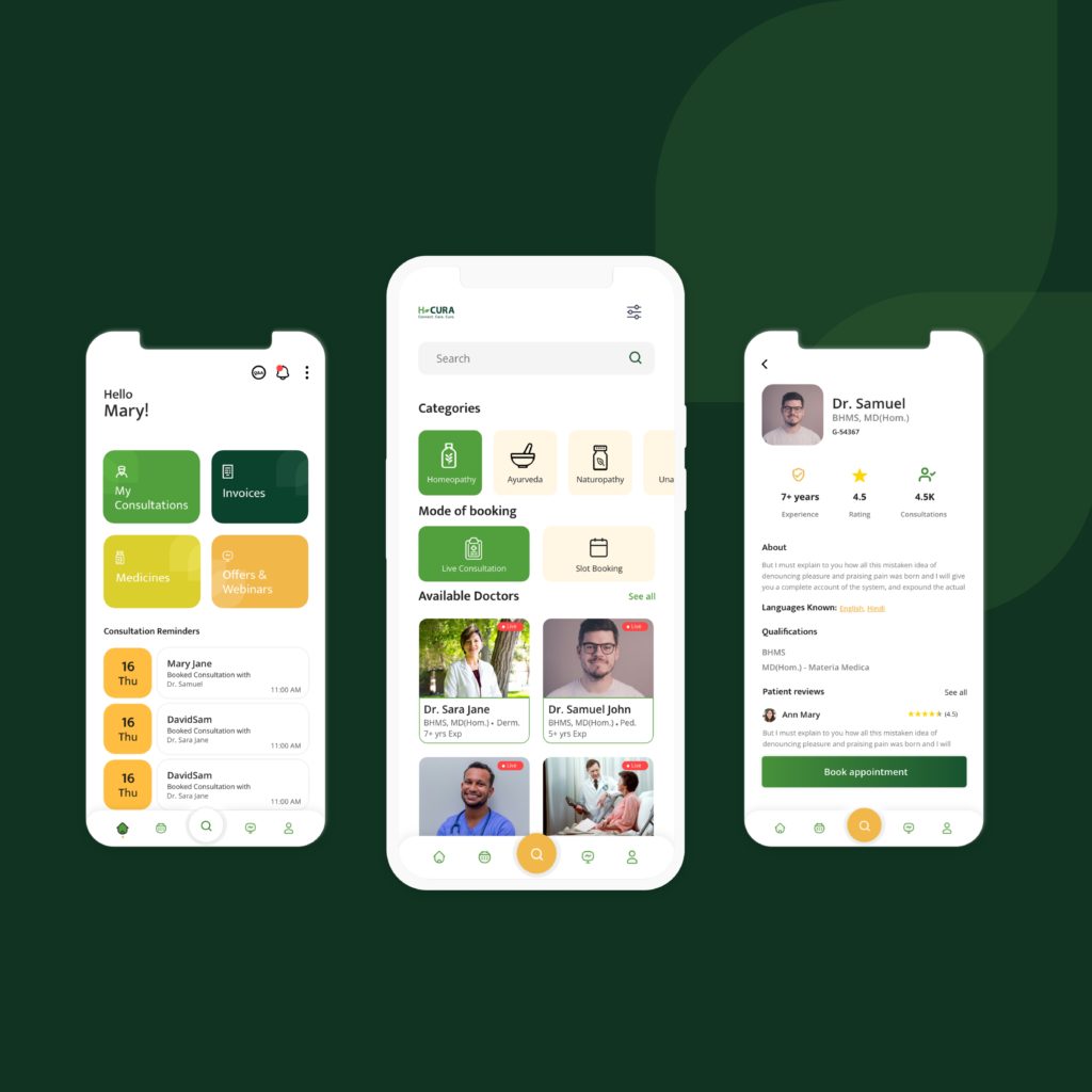Synclovis Systems Custom Mobile and Web App development services - HCura application