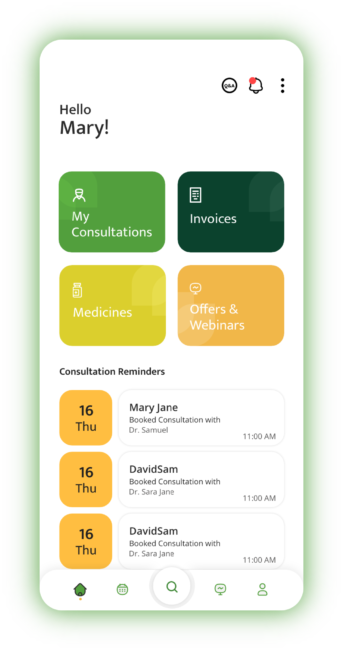 Synclovis Systems Top mobile and web application developement company- Homeocare Dashboard screen