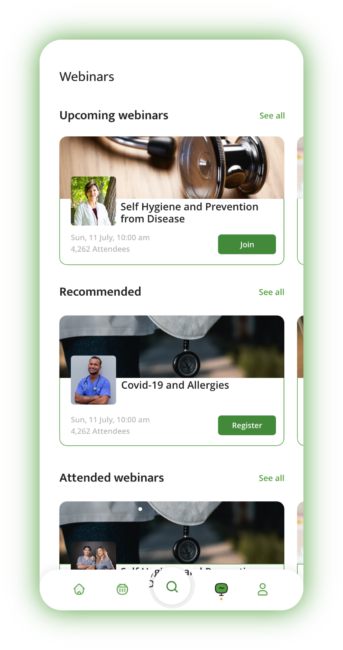 Synclovis Systems Top mobile and web application developement company- Homeocare Webinar screen